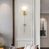 Lâmpada de parede Nordic Golden Sala de estar Quarto Sconce Light Classic Dolomite Abajur Corredor Escada Luzes de decoração de fundo