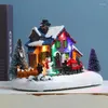 Dekoracje świąteczne Luminous House Winter Scene Model biurka ozdoby śnieżnej wioski LED LED LIGIN CINDINTY