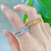 Cluster Rings SpringLady 925 Sterling Silver 4 6MM Emerald Cut Topaz High Carbon Diamond Engagement For Women Luxury Fine Jewelry