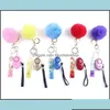 Key Rings Key Rings Card Grabber Household Self Defense Keychains Women Fashion Cute Credit Cards Pler Pompom Acrylic Debit Bank Keyc Dhgvx