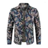 Casual shirts voor heren mannen boho chic etnische bloemenprint shirt linnen linnen lange mouw trendy