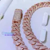 Hiphop sieraden roségouden vergulde ijsje Cubaanse link Moissanite Prong Cuban Link Chain ketting diamant Cubaanse ketting