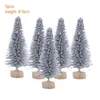 Julekorationer 5st/Lot Mini Snow Artificial Tree Sisal Silk Cedar Trees For Year Decoration Xmas Party Ornaments