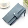 Plånböcker Kvinnor Simple Leather Female Purse Mini Hasp Solid Multi-Cards Holder Coin Long Slim Wallet Dragkedja