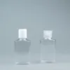 Bouteille en plastique PET de 60 ml avec capuchon rabattable, bouteille de forme carrée transparente pour démaquillant, désinfectant pour les mains jetable Shlhv