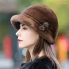 Berretti di fascia alta per capelli di visone cappello caldo da donna moda top invernale ispessito vera pelliccia casual da donna di grandi dimensioni