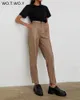 Calças de brim femininas Wotwoy alta cintura reta calças de couro mulheres zíper-up casual velo pu calças de couro feminino preto branco outono calças 231121