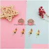 Charms Charms 10Pcs Letter Birthday Cake Enamel For Jewelry Making Earring Bracelet Keychain Accessories Diy Drip Oil Alloy Pendants D Dhph9