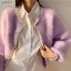 Kvinnors tröjor Sweet Lantern Sle Mink Cashmere Sweater Sticked Cardigan Korean Beads 2021 Ny kausal stickad öppen stitchl231122