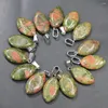 Pendant Necklaces Natural Unakite Stone Horse Eyes Marquise Necklace Mineral Healing Charms DIY Jewelry Accessories Making Wholesale 24Pcs