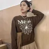 Mardi Marty High Version der koreanischen Chinachic Marke Ins Style kleine Menge loser lässiger runder Neck Daisy Pullover Frau Herbst