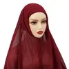 Abbigliamento etnico Hijab istantaneo con sottosciarpa Donne musulmane Chiffon Hijab Cap Pinles Scialle Pianura Testa Sciarpa Caps Solid Cover Headwrap 2023