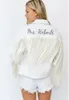 Damenjacken, weiße Fransen, personalisierte Jeansjacke, individuelle Braut-Jeansjacke, Hochzeitsjacke, Braut-Verlobungsgeschenk, Cowgirl-Jacke 231121