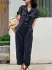 Damen Overalls Strampler Mode Sommer Overalls ZANZEA Kurzarm Strampler Damen Urlaub Playsuits Taschen Elegante Urlaubsoveralls Lose 230422