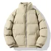 Men's Jackets Winter Jacket Solid Color Thicken Warm Zipper Coats Turn-down Collar Casual Outerwear Women Unisex