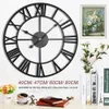 Wall Clocks 40 47 60 80cm Modern 3D Large Retro Black Iron Round Art Hollow Metal Clock Nordic Roman Numerals Home Decoration12980