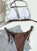 Dames badkleding gnim sexy holle out bikini dames zomer zomers solide string zwempak vrouwelijk 2 stuks backless verbanden zwembadende pak 230422