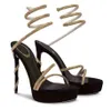 Bruiloft sandaal schoenen Verfraaid Margot Platform Sandalen Cleo strass riem zomer coole hoge hakken super hakken echt leer en zilveren zool