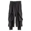 Men's Pants Slacks Spring Overalls Hip Hop Faux Two-piece Stretch Black Yamamoto Style