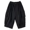 Мужские брюки повседневная капри с плиссированным дизайном темной японская рабочая одежда много карманная свободная прямая пленка для ног. Boun22