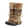 ブーツMujer Women Boot Winter Heel Heel Cotton Bootsウールボールトールブーツウォームスノーブーツナショナルナイトブーツ231122