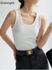 CAMESOS Tanks Sumuyoo Zomer geribbeld gebreide tanktop Off Shoulder Crop Tops Basic shirts Casual Suspender Sport Vest Slim Y2K 230421