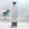 Bouteille d'eau en verre de Quartz cristal naturel écrasé, baguette d'obélisque, bouteilles d'énergie de guérison, bouchon en acier inoxydable Dsksk