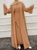 Vêtements ethniques ensembles musulmans mode femmes 3 pièces Abaya avec écharpe dubaï Islam turquie Bangladesh Hijab Robe modeste caftans Robe