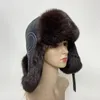 Trapper Hats Mens 100% Natural Rabbit Fur Bomber Winter Russian Man Warm Real Sheepskin Leather Hat Male Caps 231122