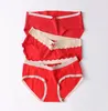 Cuecas mulheres grávidas roupa interior baixa cintura grande vermelho puro algodão suporte abdominal médio e final período shorts