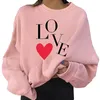 Hoodies femininos outono 2023 moletom feminino tamanho grande xxl amor impresso manga longa streetwear o-pescoço casal roupas vermelho branco pullovers