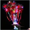 Décoration de fête Décoration de fête LED Faveur Light Up Glowing Rouge Rose Fleur Baguettes Bobo Ball Stick pour le mariage Saint Valentin Atmosph Dhhhm