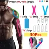 30 Stücke Set Kinesiologie Tape Vorgeschnittene X Y I W Streifen Sport Muskelband Verband Pflege Kinesiologie Erste Hilfe Tape Muskelverletzungen Supp243Z