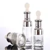 Clear Glass Essential Oil Perfume Bottles Liquid Reagent Pipette Bottles Eye Dropper Aromatherapy Plated Gold Silver Cap 20-30-50ml Who Xhri