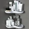 Bathroom Shelves Bathroom Rack Wall-mounted Punch-free Toilet Automatic Drain Corner Toilet Bath Basin Triangular Storage Rack Bathroom Shelf 230422