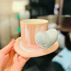Кружки Праздничный подарок чашка в форме сердца для кофе с блюдцем и ложкой керамическая посуда кавайные чашки для воды для завтрака для девочек 231121