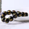 Charme pulseiras imitação de pedra preta budismo contas de oração om mani hum pulseira para homens mulheres