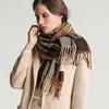 Scarves Thick and warm winter scarf design printed womens cashmere Pashmina shawl bag tassel knitted mens Foulard blanket 231122