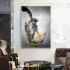 Copos de vidro de vinho cartaz dourado pintura em tela abstrato barco quadros arte da parede para sala estar moderna decoração casa sem moldura193f