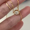18k Gold Plated Necklace Dainty 925 Sterling Silver Single Infinity Round Diamond Pendant Necklaces for Women