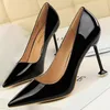 Kleid Schuhe Frauen Sexy 9,5 cm Dünne High Heels Pumps Büro Dame Patent Leder Gold Silber Stiletto Scarpins Prom hochzeit SchuheKleid