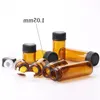 Amber Glass Essential Oil E Liquid Bottles 1 2 3 5 Ml Glass Teströr Injektionsflaska med plastpropp svart täcke vguuu