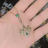 Ожерелья с подвеской Versa Live Green Bamboo Leaf, ожерелье с покрытием 18K, микроинкрустированная вспышка, изумрудная цепочка на ключицу для женщин