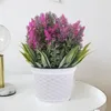 Dekorative Blumen, 4 Stück, künstliche Pflanzen, Sommerdekorationen für den Außenbereich, künstliche Töpfe, Desktop-Verzierungen, Lavendel, künstliche Bonsai-Mittelstücke