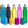 10 ml regenboogglas vloeibare etherische olie parfumflesjes matte roll-on fles met roestvrijstalen ballen 3 soorten deksels voor kiezen Attob