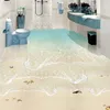 モダンなシンプルビーチシーウェーブポーウォールペーパー3Dフロアタイル壁画ステッカーバスルーム防水セルフ接着剤3D壁紙2731