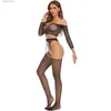 Sexy Sokken Sexy visnet jurk Pailletten Strass kristal top panty 2 delig pak bodystocking clubwear bodystocking lingerie Q231122