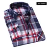 Casual overhemden voor heren, geborsteld polyester, katoen, geruit overhemd met lange mouwen, flanel