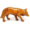 Decorative Figurines Y2242 - 2" Hand Carved Japanese Boxwood Netsuke Wolf Dog