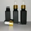 30 ml schwarze Milchglas-Reagenzpipetten-Tropfflaschen, quadratische Parfümflasche für ätherische Öle, Rauchöle und Flüssigkeitsflasche mit Goldkappe Bdoqx